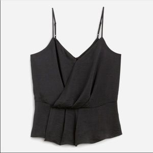 NWT 1. State Spaghetti Strap Black Peplum Top sz M